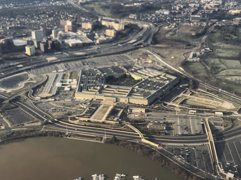 caption: The Pentagon is seen in this aerial view in Washington, Jan. 26, 2020.