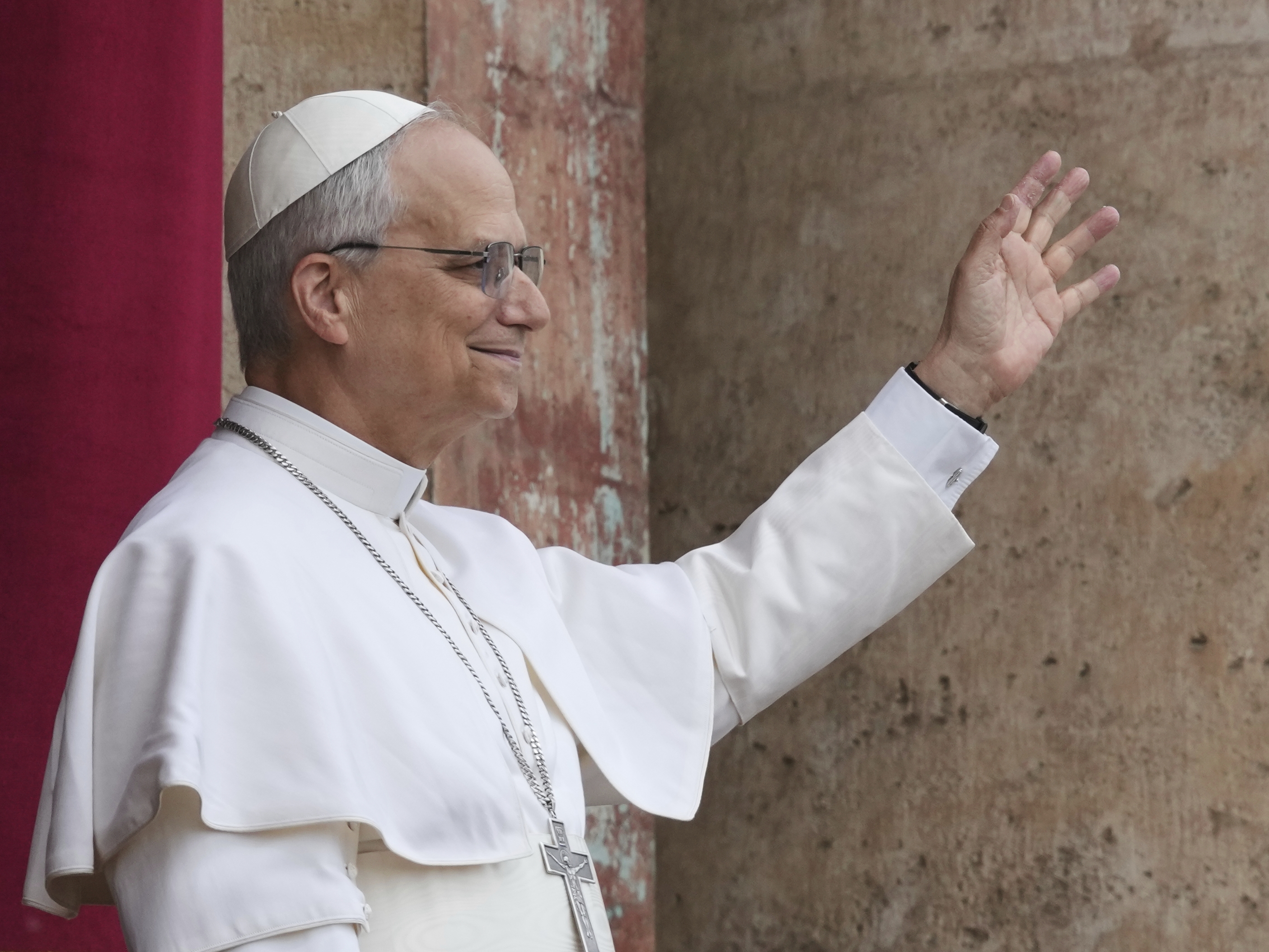 caption: Pope Leo XIV appealed for peace in Ukraine from the central balcony of St. Peter's Basilica on Sunday during his first Sunday address after his election.