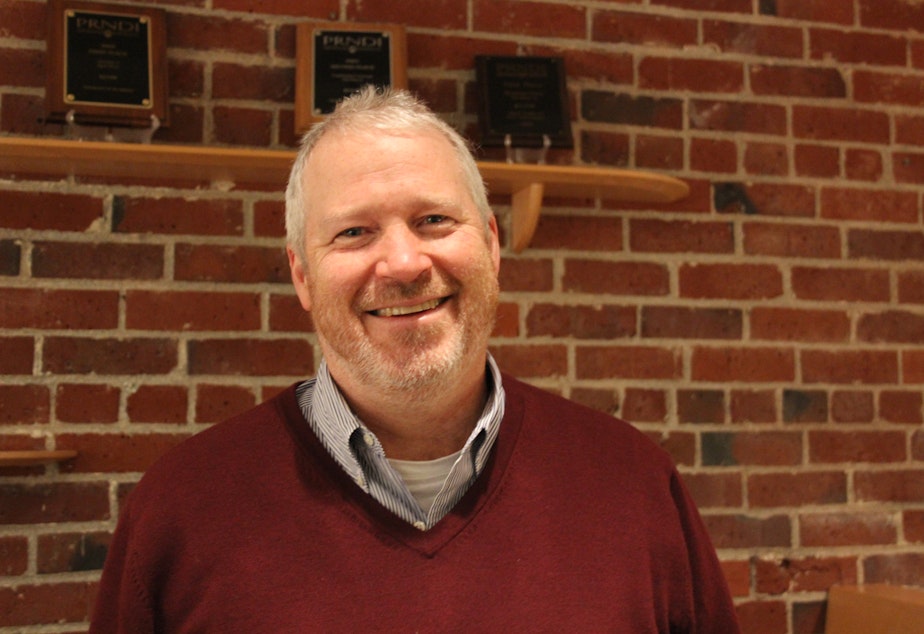 caption: Former Seattle Mayor Mike McGinn in the KUOW studios.