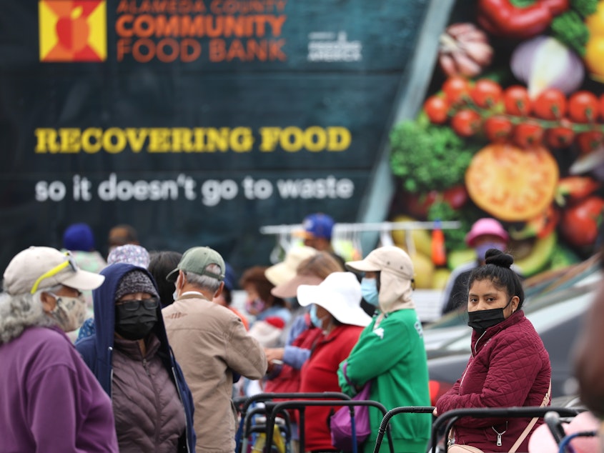 caption: The increase in food insecurity in 2022 reverses a decade-long decline in the number of U.S. households experiencing hunger.