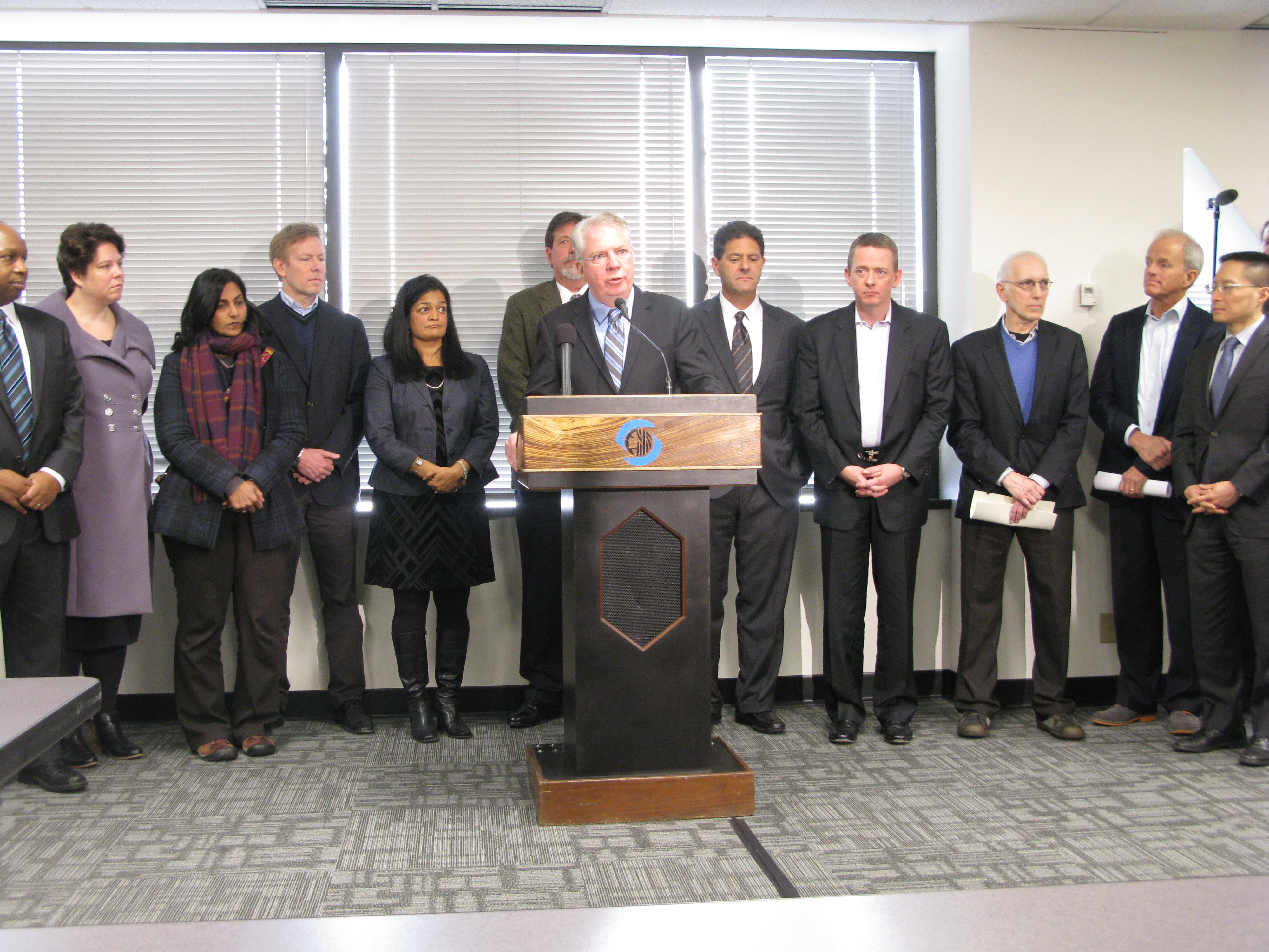 caption: Mayor-elect Ed Murray presents his "income inequality" task force.