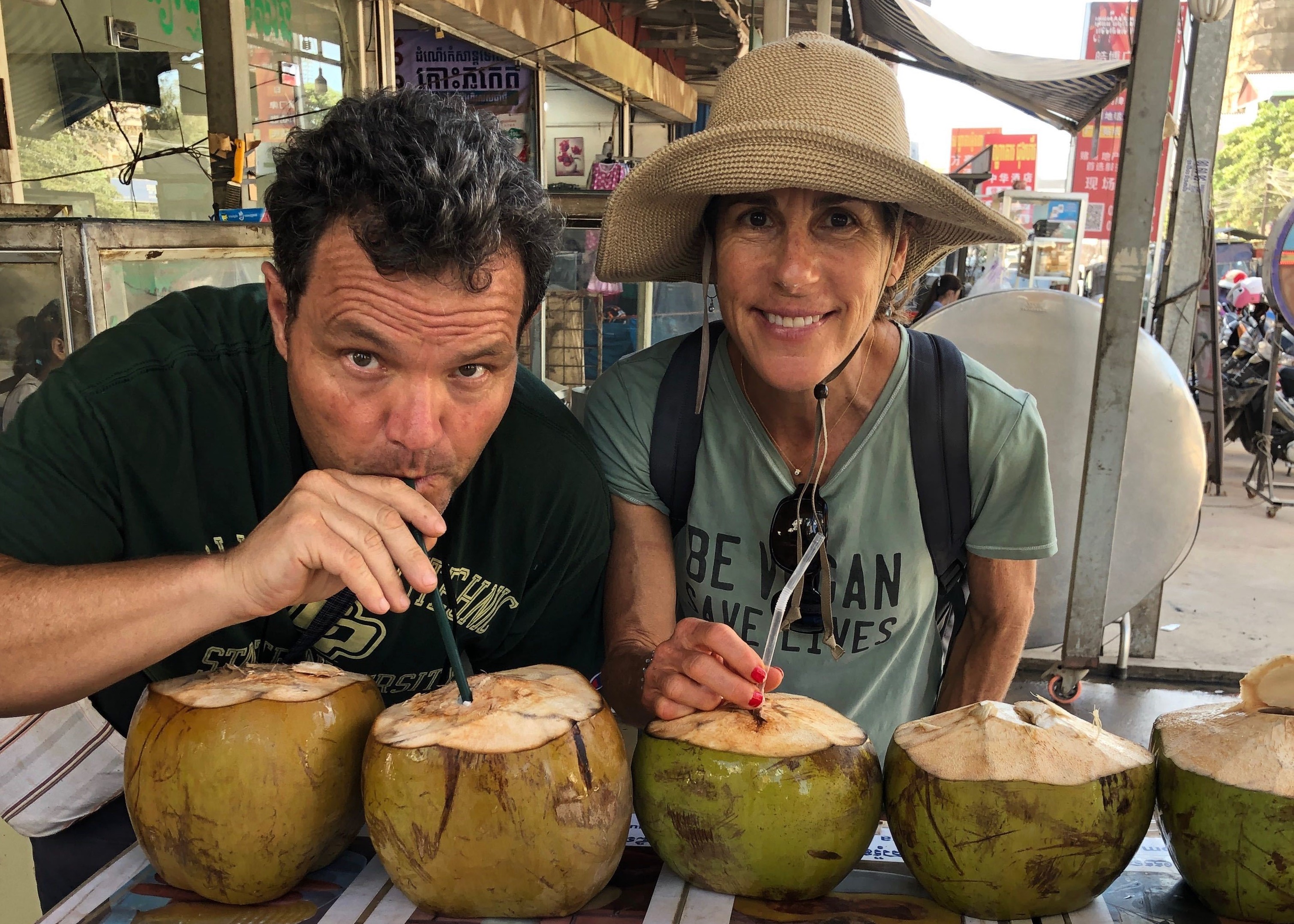 caption: Lydia and John Miller enjoy visiting Cambodia after their cruise ship, the Westerdam, unexpectedly docked there when no other Asian countries would accept the ship, on fears of the novel coronavirus. 