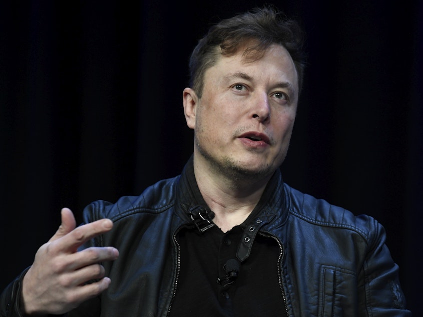 caption: Tesla and SpaceX CEO Elon Musk speaks at the SATELLITE Conference and Exhibition on March 9, 2020, in Washington.