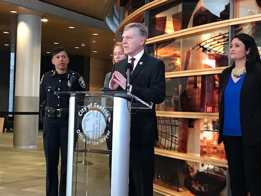 caption: Seattle City Attorney Pete Holmes, along with King County director of public defense Anita Khandelwal, are asking that Seattle Municipal Court's head judge step down.  