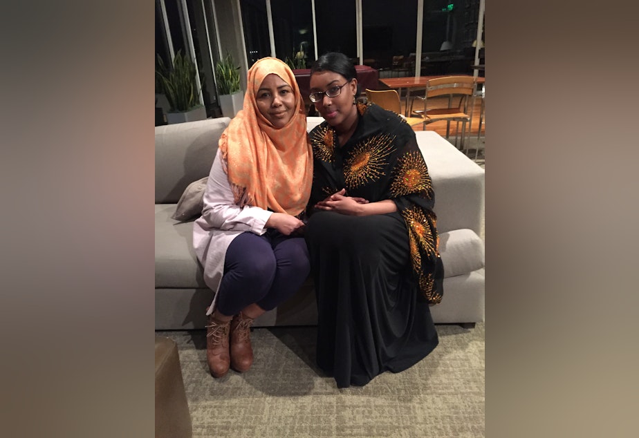 caption: Eat With Muslims co-founders Fathia Absie and Ilays Aden.