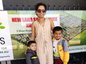 caption: Poornima Peri, who lives in Melbourne, Australia, with her two sons. Aarit (left), now age 4, is India staying with his grandmother. His mother had planned to pick him up but "from March [2020] onward it was total lockdown," she says. Because of continuing travel restrictions, she fears it might be another year before they can reunite. "It's going to be really heartbreaking," she says.