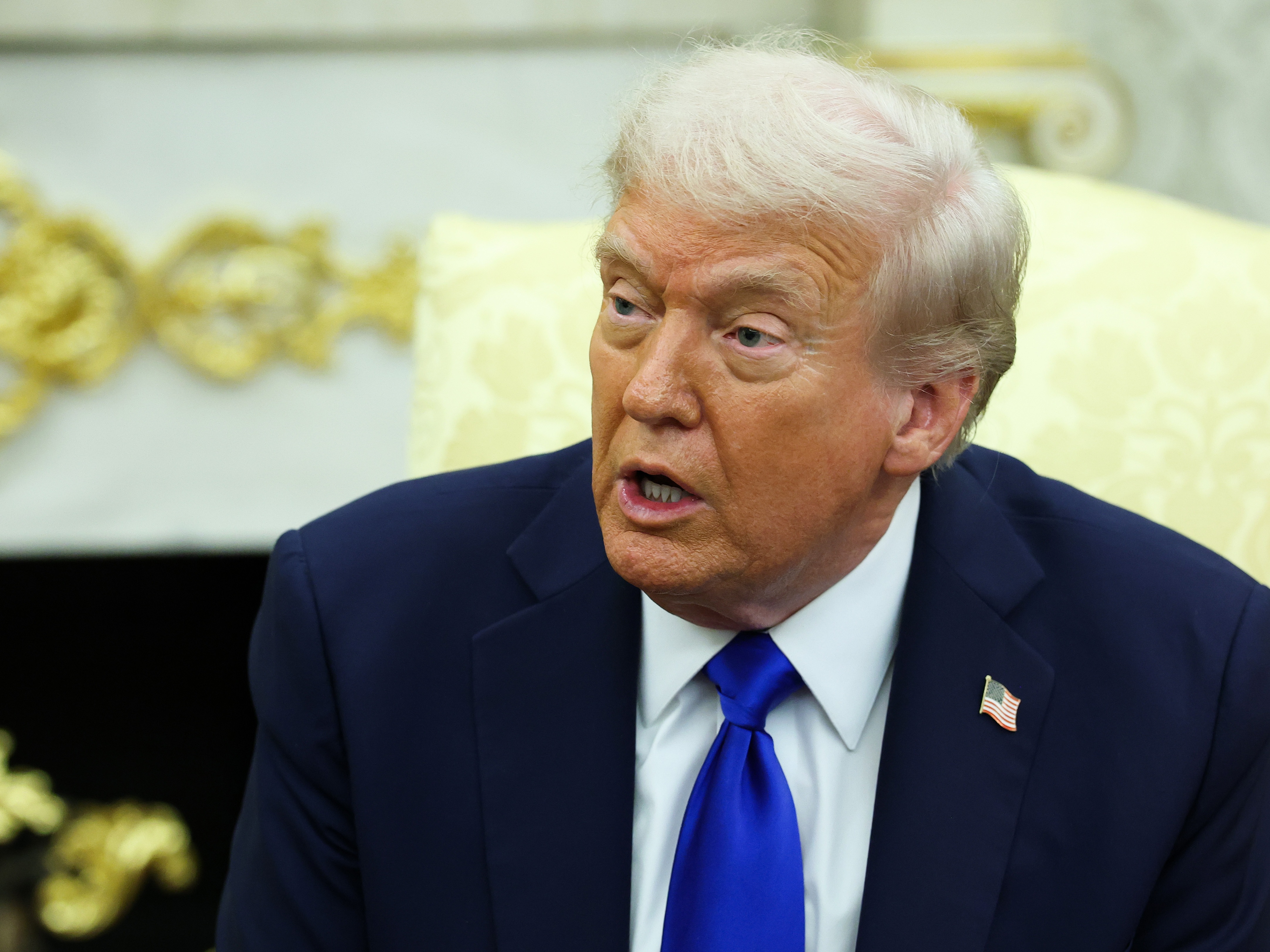 caption: President Trump spoke to reporters in the Oval Office on Tuesday during a meeting with Canadian Prime Minister Mark Carney.