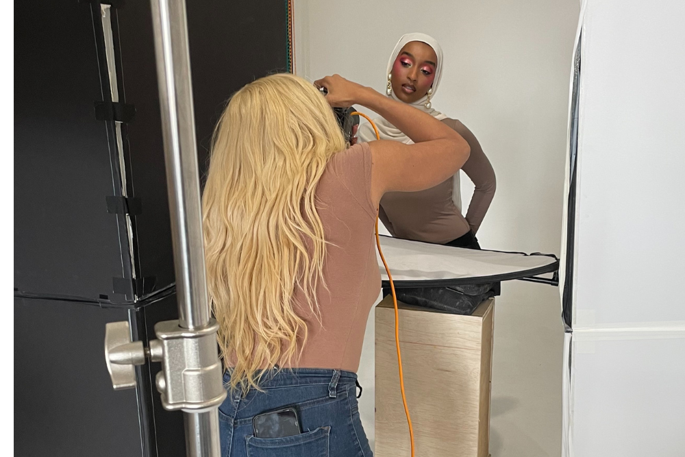 caption: Fatuma Yusuf poses for a test shoot by photographer Jessy J on June 27, 2023. 