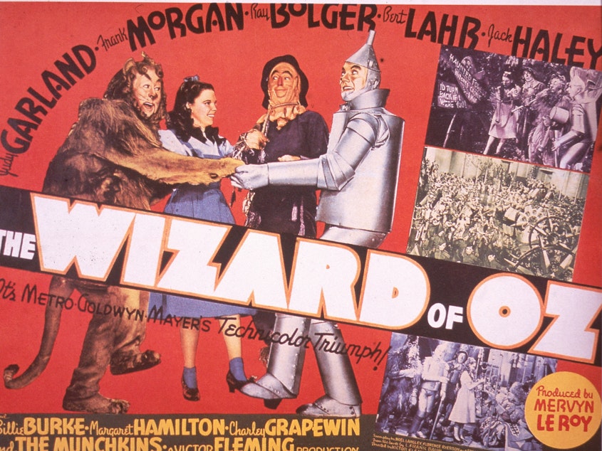 caption: A promotional poster for the 1939 film <em>The Wizard of Oz</em>." Harold Arlen's song "Over the Rainbow" for this film won an Oscar for Best Original Song.