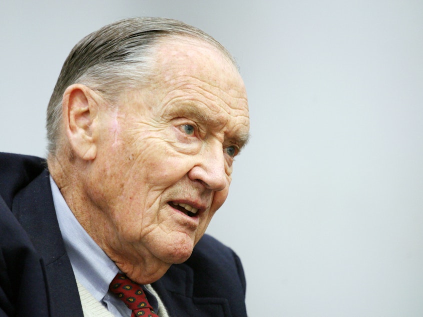 caption: John Bogle, founder of The Vanguard Group, died on Wednesday at the age of 89.