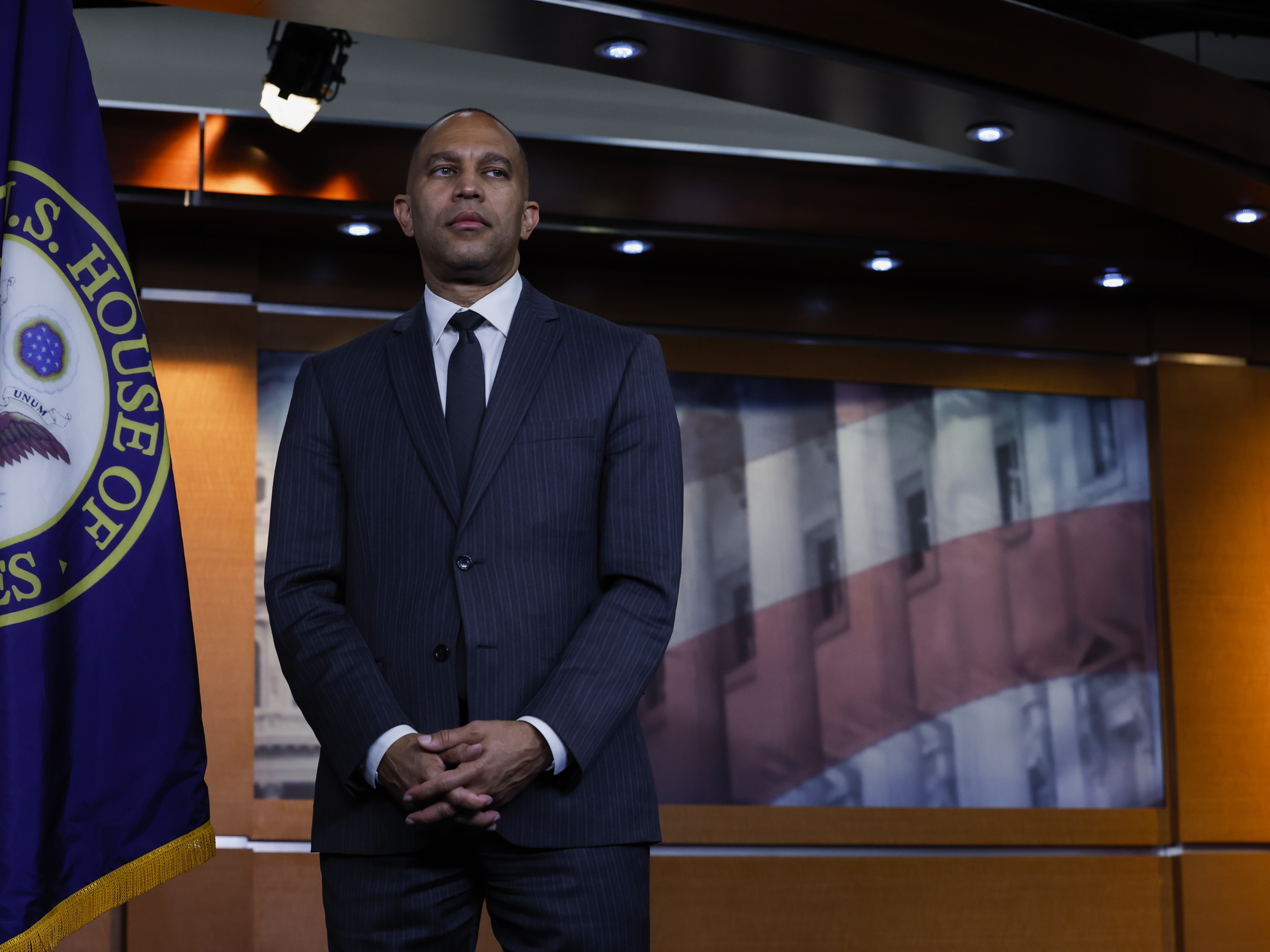 caption: Rep. Hakeem Jeffries, D-N.Y., ran unopposed for the position of House Democratic leader. He replaces Rep. Nancy Pelosi, D-Calif., who announced she would not run for the top leadership post after Democrats lost control of the House in the midterms.