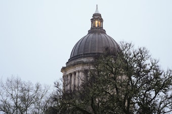 caption: The Capitol building is seen on the first day of the legislative session at the Washington state Capitol Monday, Jan. 8, 2024 in Olympia, Wash. 