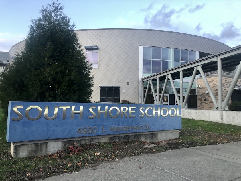 caption: South Shore PK-8 School in Seattle's Rainier Beach Neighborhood, on November 13, 2020.