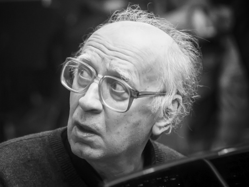 caption: Ukrainian composer Valentin Silvestrov fled his hometown of Kyiv for Berlin in early 2022.