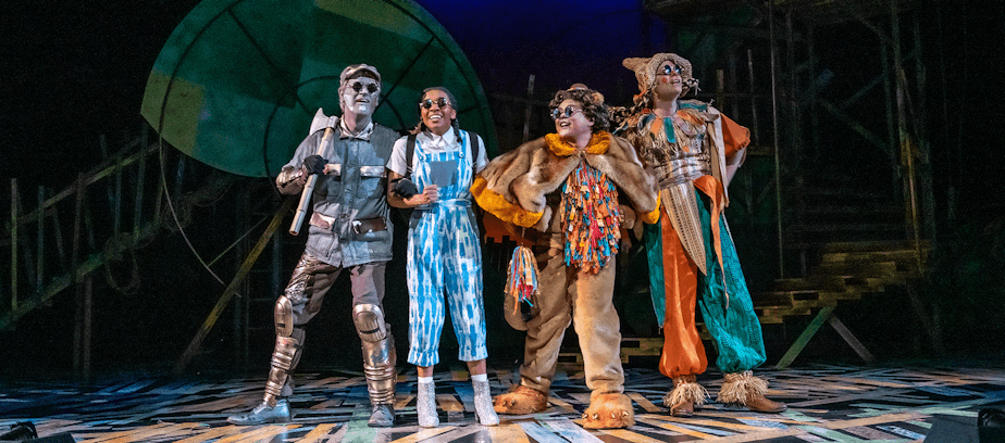 caption: From left to right: Chad Kelderman, Marena Kleinpeter, Jerik Fernandez and Avery Clark in "The Wonderful Wizard of Oz" at Seattle Children's Theater. 