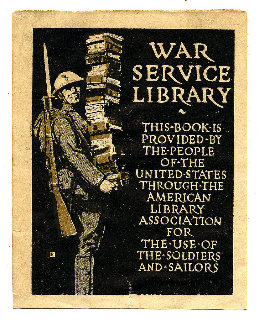 caption: War Service Library Bookplate, 1918