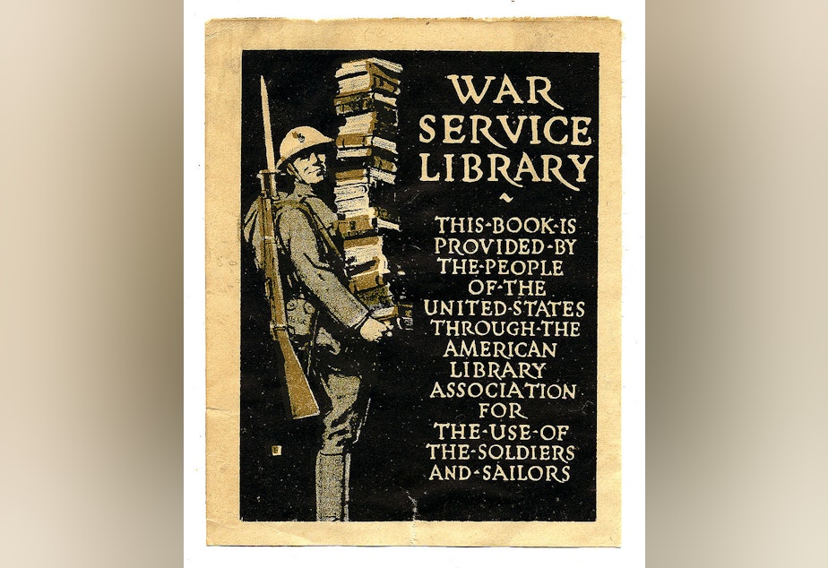 caption: War Service Library Bookplate, 1918