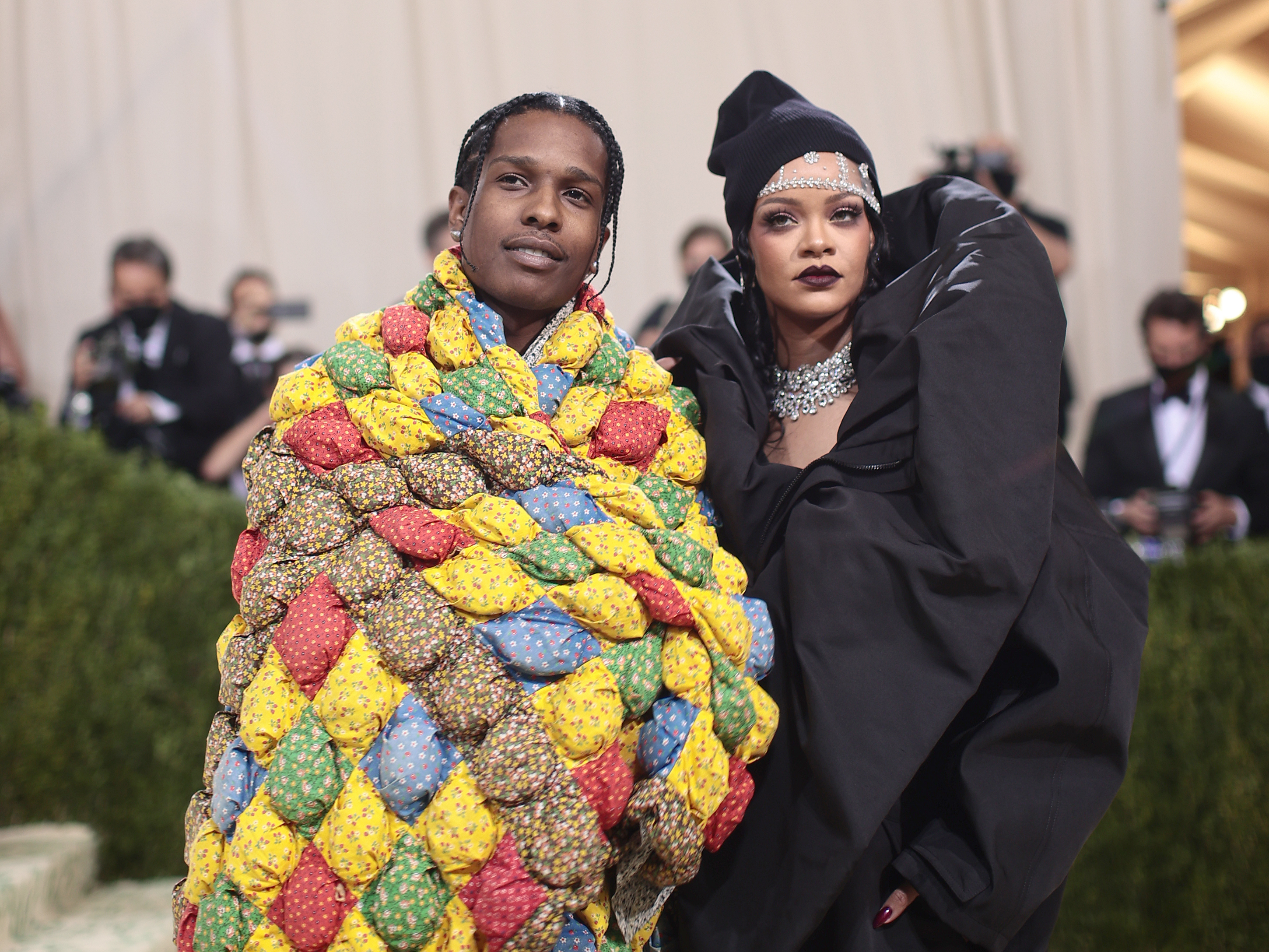 caption: Rihanna and A$AP Rocky are expecting their first child. Here, they attend the Met Gala on Sept. 13 at the Metropolitan Museum of Art in New York City.