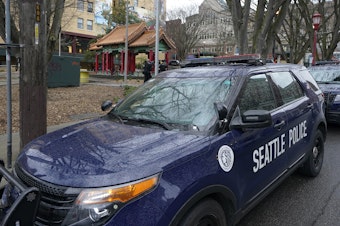 caption: A Seattle Police Department vehicle in 2021.