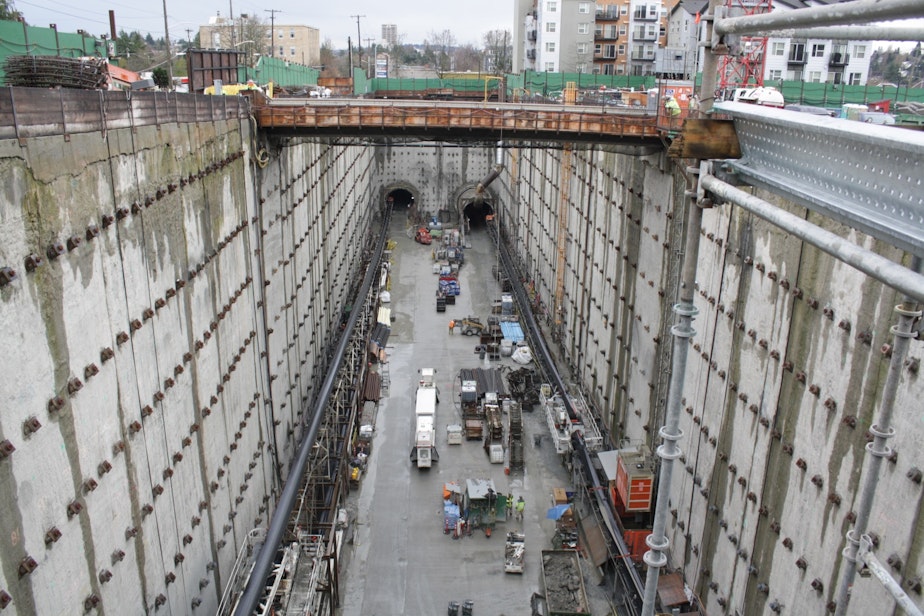 caption: Sound Transit's Roosevelt Station, under construction in January, 2016.