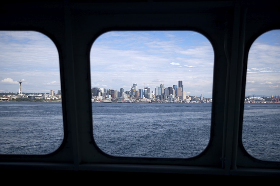 caption: A view of Seattle is shown from the Bremerton ferry on  Wednesday, May 22, 2019. Tanya van Cuylenborg and Jay Cook, of Victoria, B.C., may have taken this ferry with their Ford van in November 1987, the night that they disappeared. 