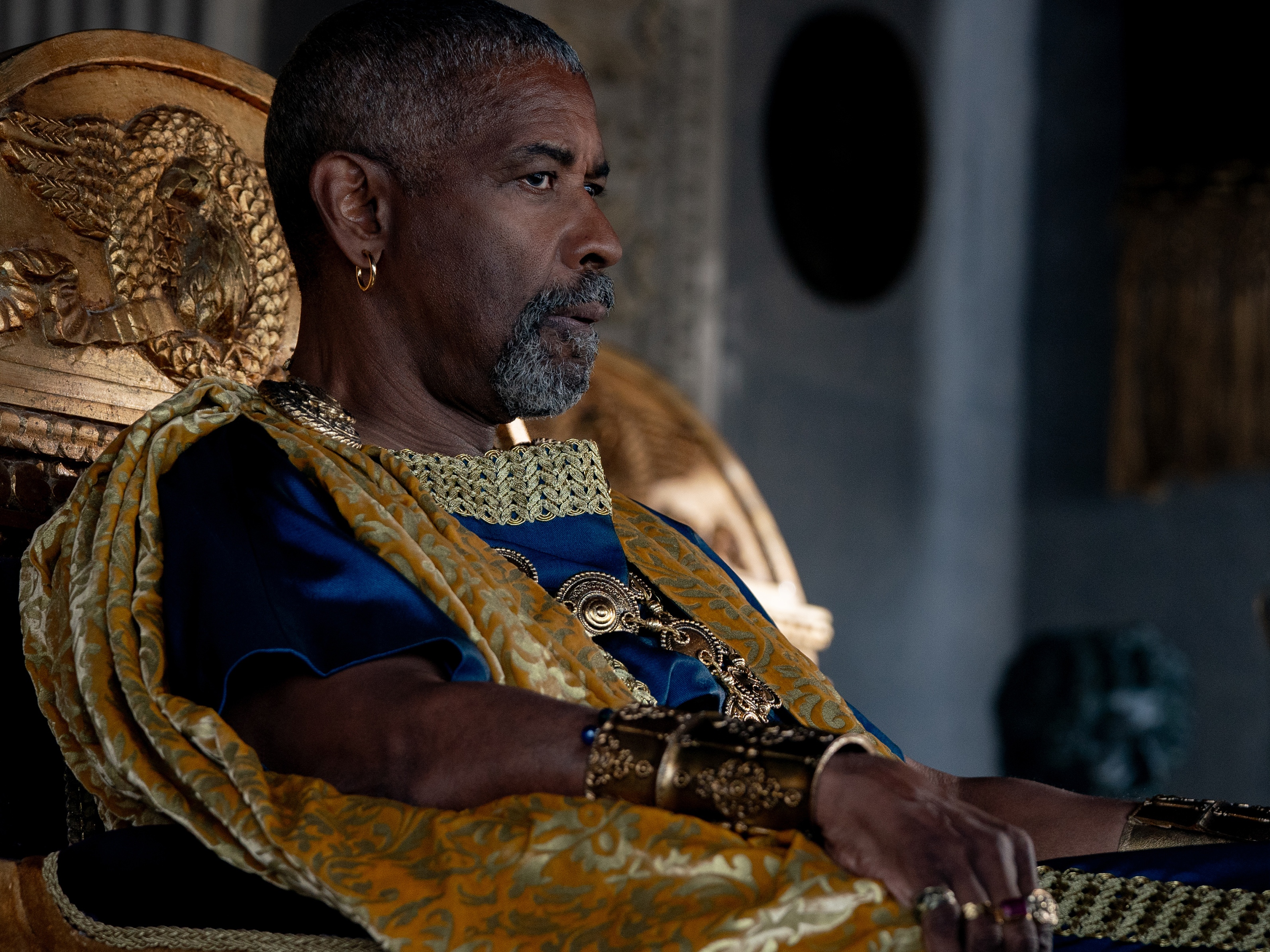 caption: There's been a lot of online chatter about Denzel Washington and his accent in the upcoming movie <em>Gladiator II. </em>There are longstanding conventions around using a posh-sounding British accent for ancient characters ... but why? Nobody spoke English in Rome.