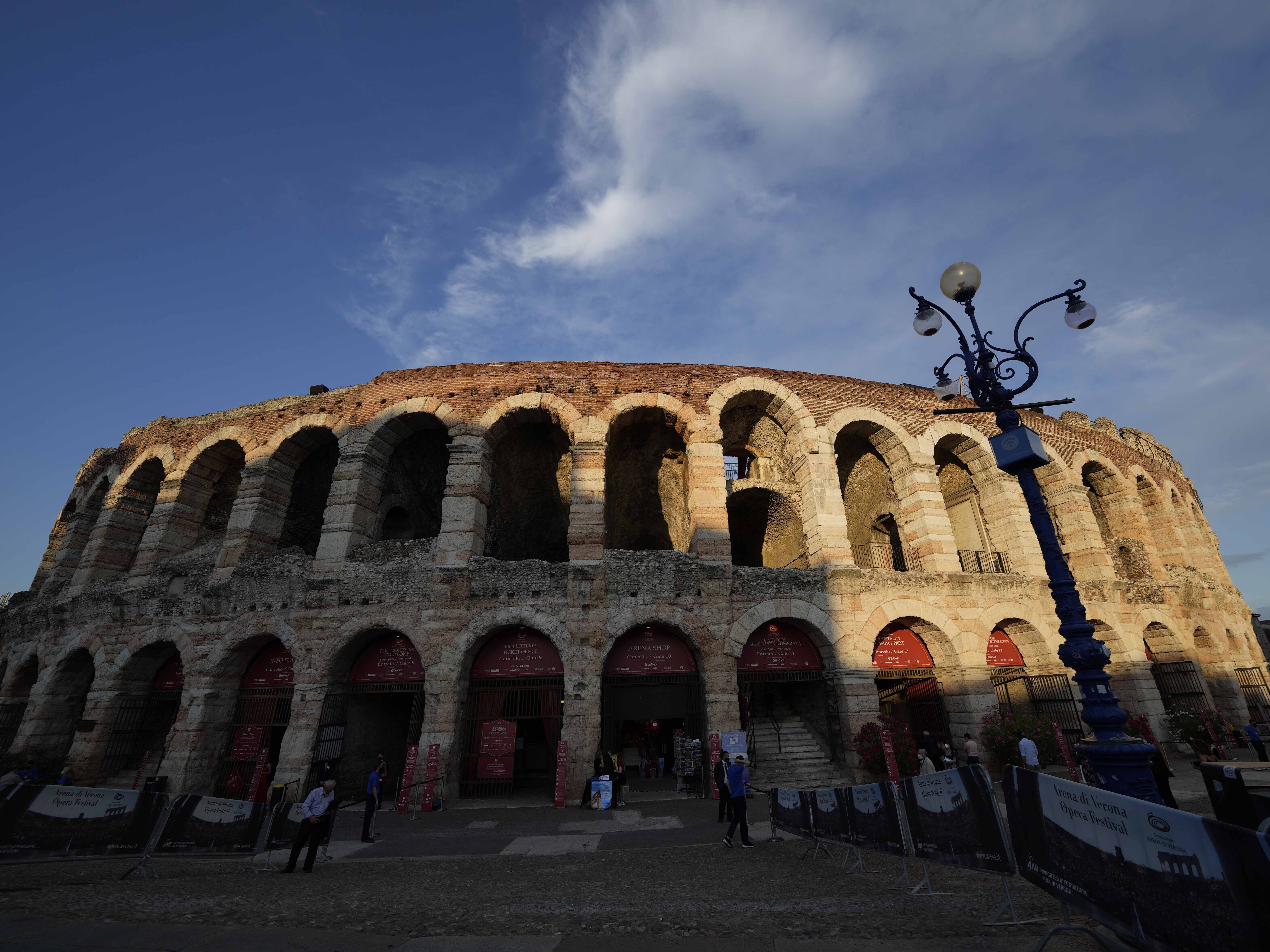 caption: A view of the arena in Verona, Italy, where the opening ceremony for the Milan-Cortina Winter Paralympics takes place on March 6. The Paralympic Games are being overshadowed by military conflicts in Ukraine and the Middle East.