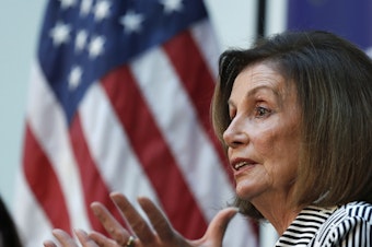 caption: Speaker of the House Nancy Pelosi, D-Calif., talks about lowering the cost of prescription drug prices Tuesday, Oct. 8, 2019, at Harborview Medical Center in Seattle.