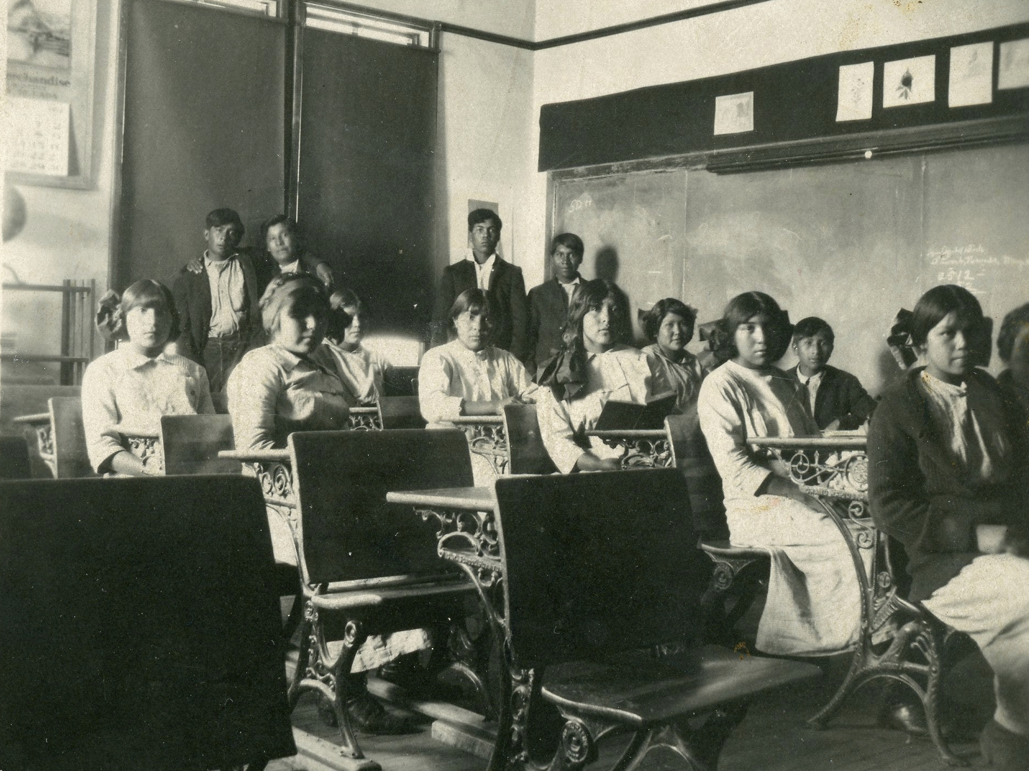 caption: Stewart Indian School students are seen in a classroom in Carson, Nev., in an undated photo. The state of Nevada plans to fully cooperate with federal efforts to investigate the history of Native American boarding schools.