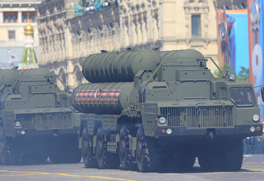 Russia is sending a new division of S-400 Triumf surface-to-air missile systems to Crimea, in a new sign of heightened tensions. Here, one of the systems is carried during the Victory Day military parade Russia held in May.