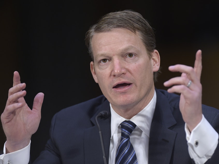 caption: Kevin Mandia, chief executive officer of the cybersecurity firm FireEye, testifies before the Senate Intelligence Committee in 2017. Mandia's company was the first to sound the alarm about the massive hack of government agencies and private companies on Dec. 8.