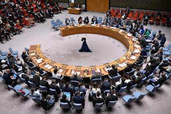 caption: The United Nations Security Council met Thursday to debate whether the U.N. should admit the State of Palestine as a full voting member.