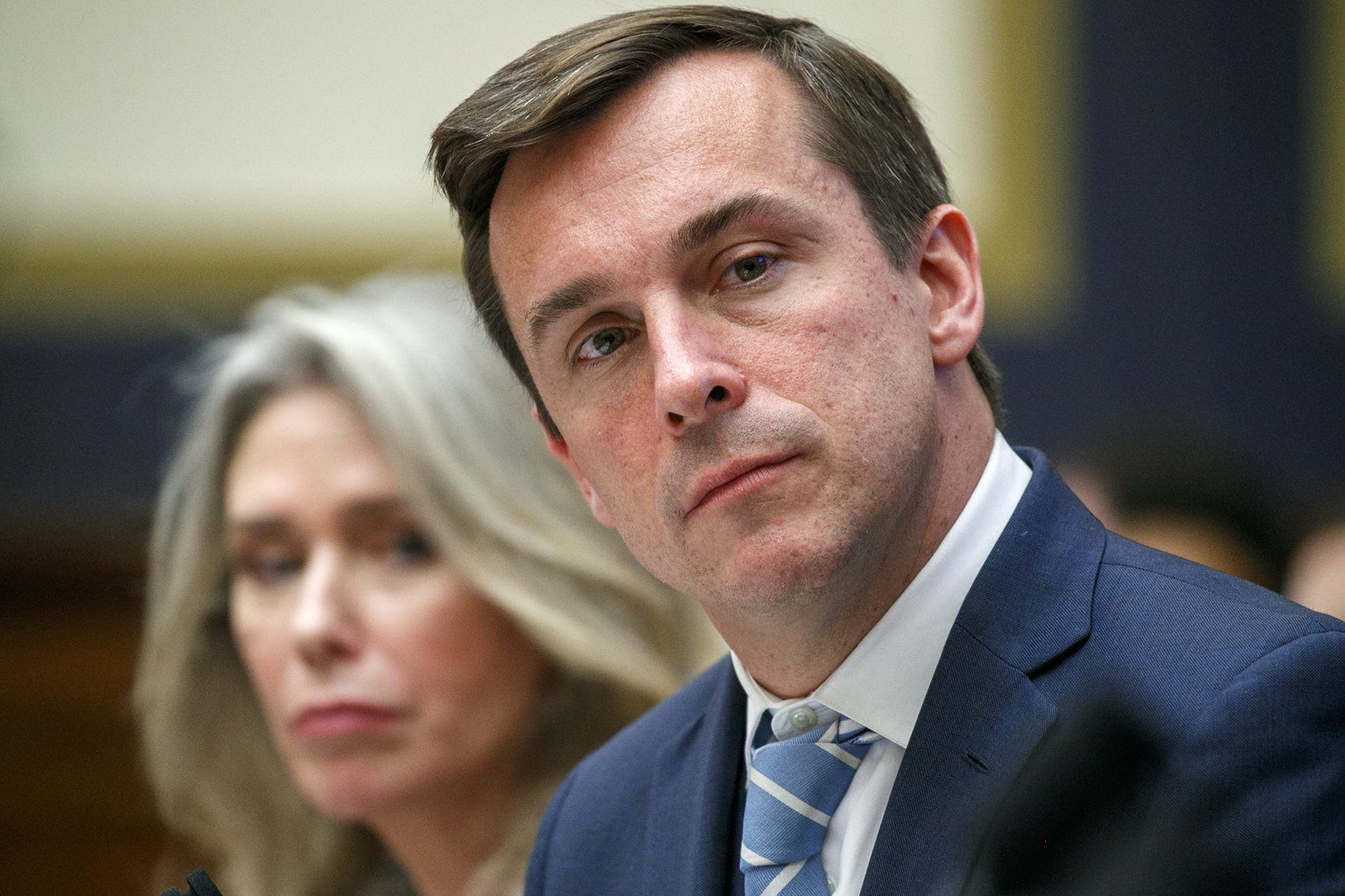caption: Securities and Exchange Commission (SEC) Commissioner Robert Jackson Jr., right, during a House Financial Services Committee hearing, Tuesday Sept. 24, 2019, on Capitol Hill in Washington. (Jacquelyn Martin/AP)