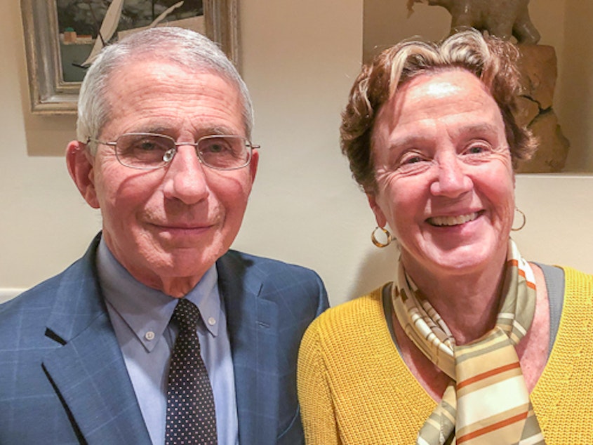 caption: Anthony Fauci and his wife, Christine Grady, spoke for a StoryCorps interview in Maryland on Nov. 17. He says he'll miss seeing their daughters this Thanksgiving, but he's proud of their decision to not join them.