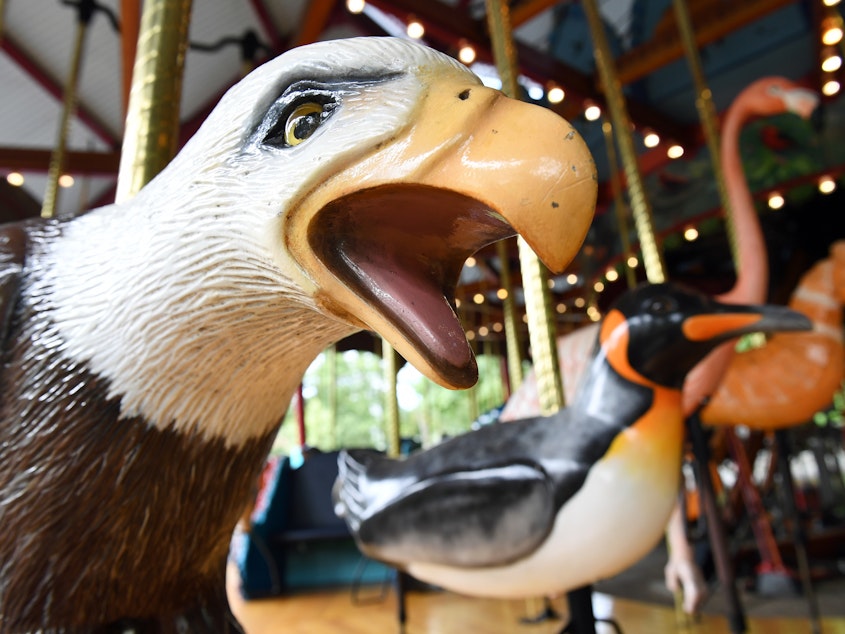 caption: As of Wednesday, you won't be able to ride this bald eagle at the carousel at the Smithsonian National Zoo in Washington, D.C. The zoo and Smithsonian museums closed to the public because of the partial government shutdown.