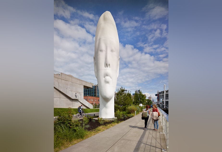 caption: Jaume Plensa's "Echo" at Seattle's Olympic Sculpture Park