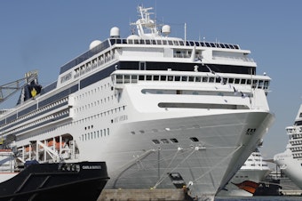caption: The MSC Opera cruise ship rammed into a dock and a tourist river boat on a busy Venice canal. An investigation is underway into the cause of the crash.