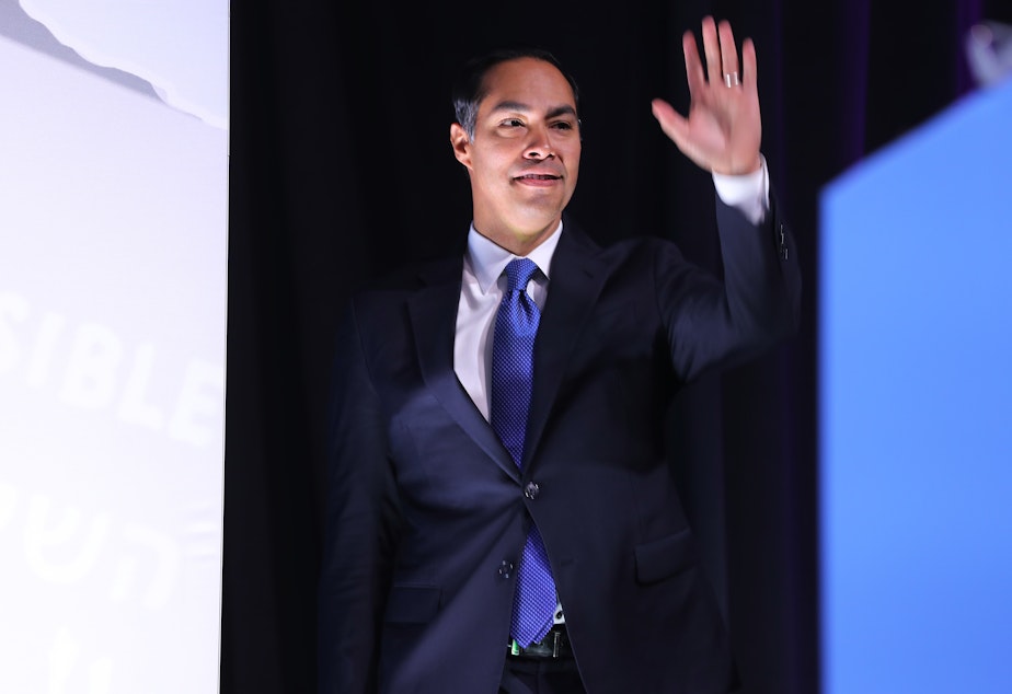 caption: Former Housing Secretary Julián Castro is the latest Democrat to drop out of the presidential race.