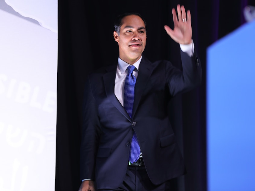 caption: Former Housing Secretary Julián Castro is the latest Democrat to drop out of the presidential race.
