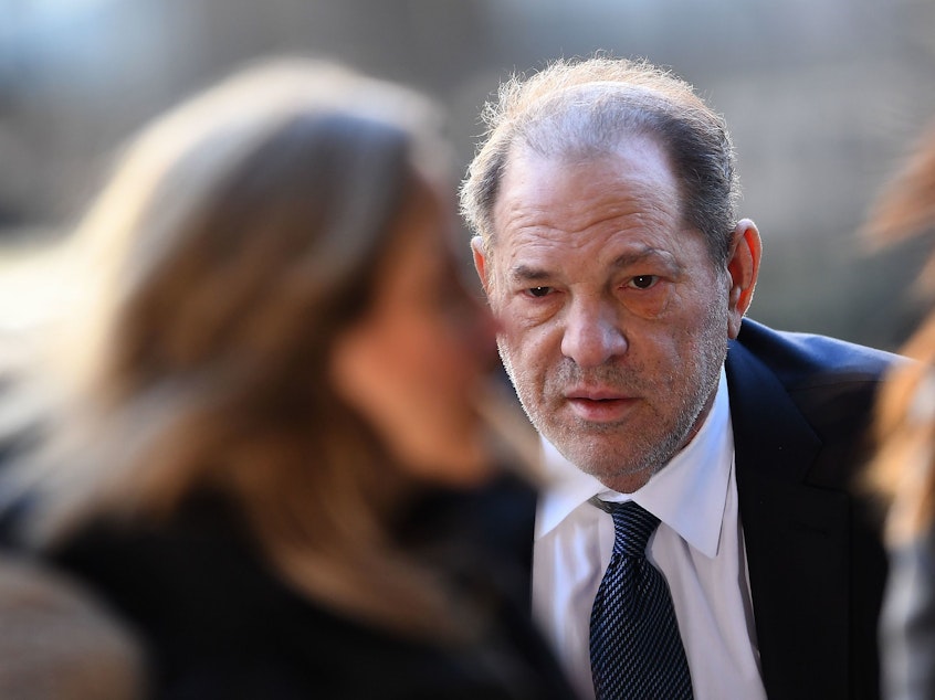 caption: Harvey Weinstein arrives at the courthouse in Manhattan for a hearing last month. The jury convicted the disgraced Hollywood mogul of rape and sexual abuse after six women testified that he sexually assaulted them.