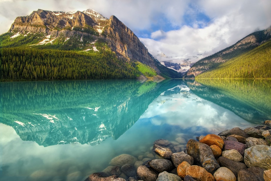 caption: The Long War's album is inspired by Canada's landscape, including Lake Louise. 