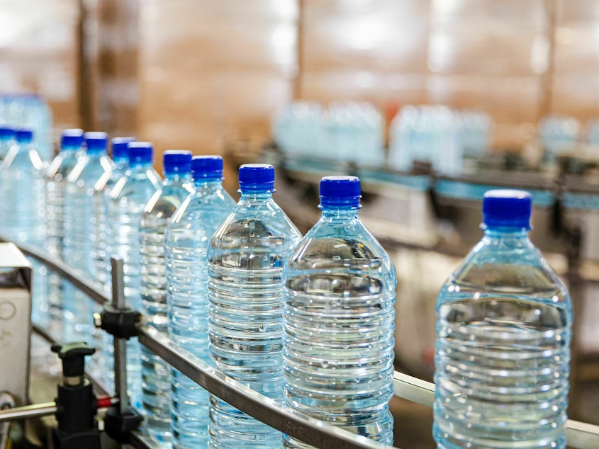 caption: Researchers from Columbia University and Rutgers University found roughly 240,000 detectable plastic fragments in a typical liter of bottled water.