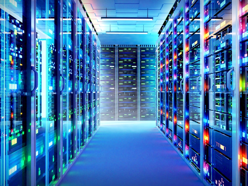 Interior of big modern server room.