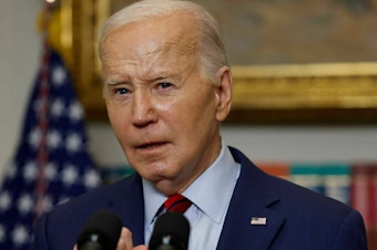 caption: President Biden is seen at the White House on May 2. In an interview with CNN on Wednesday, Biden said he would halt some weapons shipments to Israel if Prime Minister Benjamin Netanyahu ordered a full invasion of Rafah.