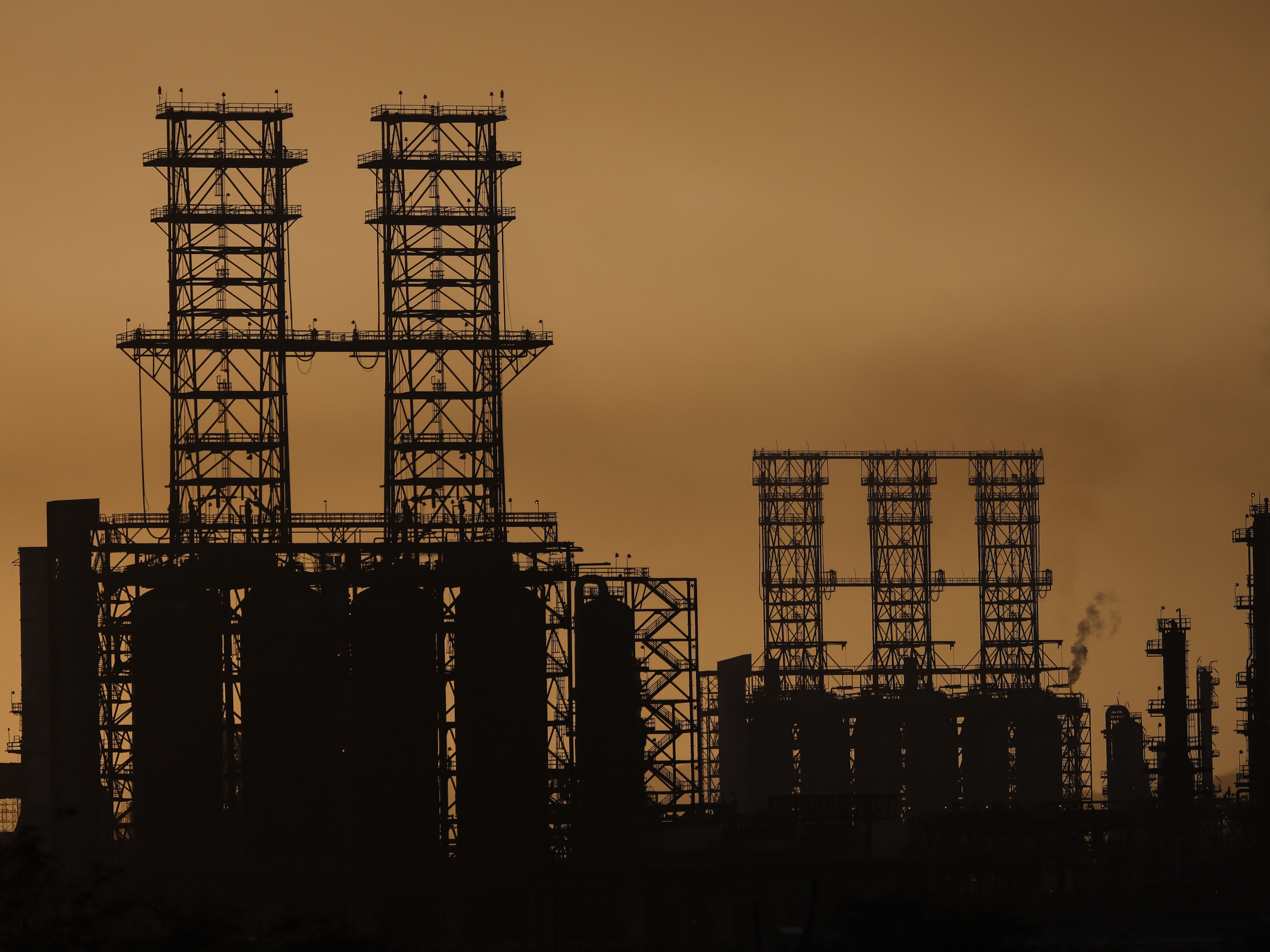 caption: The José Antonio Anzoátegui industrial park for crude oil and petrochemicals in Anzoátegui state, Venezuela, on March 17.
