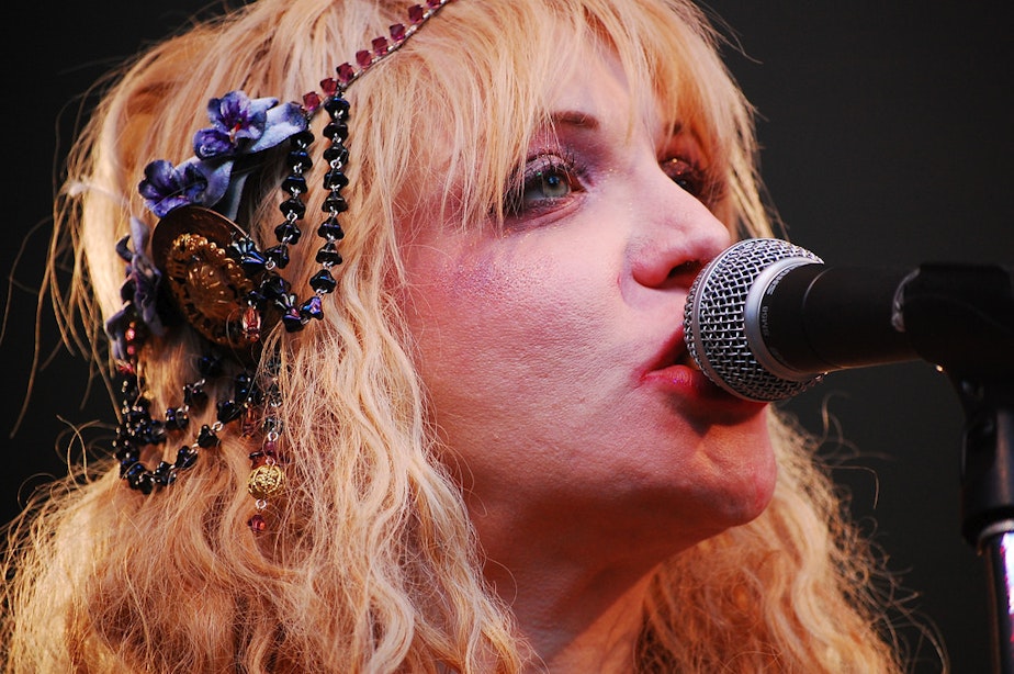 caption: Courtney Love, frontwoman of the grunge band "Hole", at SXSW Music and Arts Festival in Austin, Texas on March 18, 2010. 