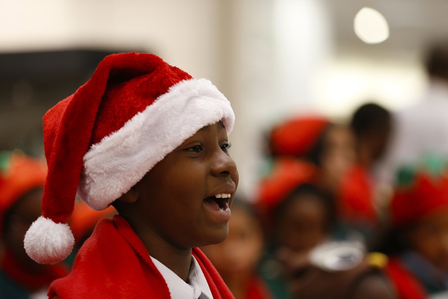 caption: An Artherton Elementary School student sings for a Make-A-Wish child for National Believe Day at on Friday, Dec. 12, 2014, in Houston.