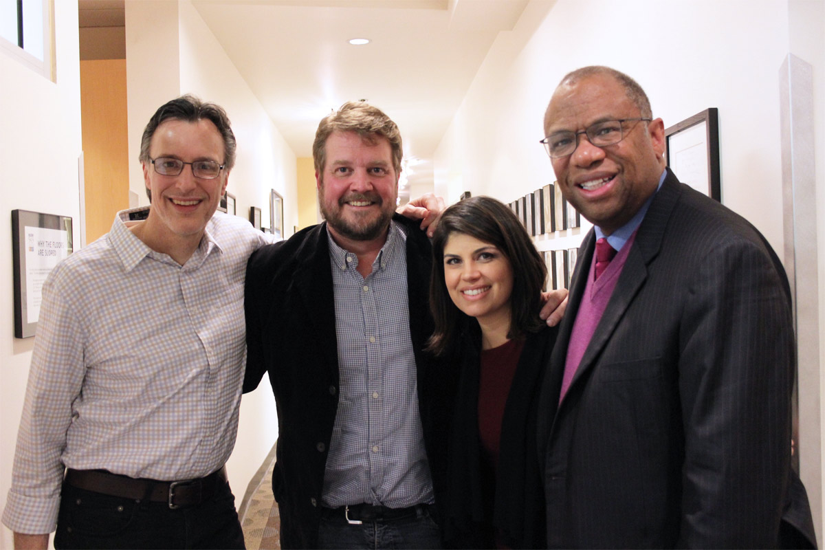 caption: 'Week in Review' panel Bill Radke, Jonathan Martin, Natalie Brand and Essex Porter.