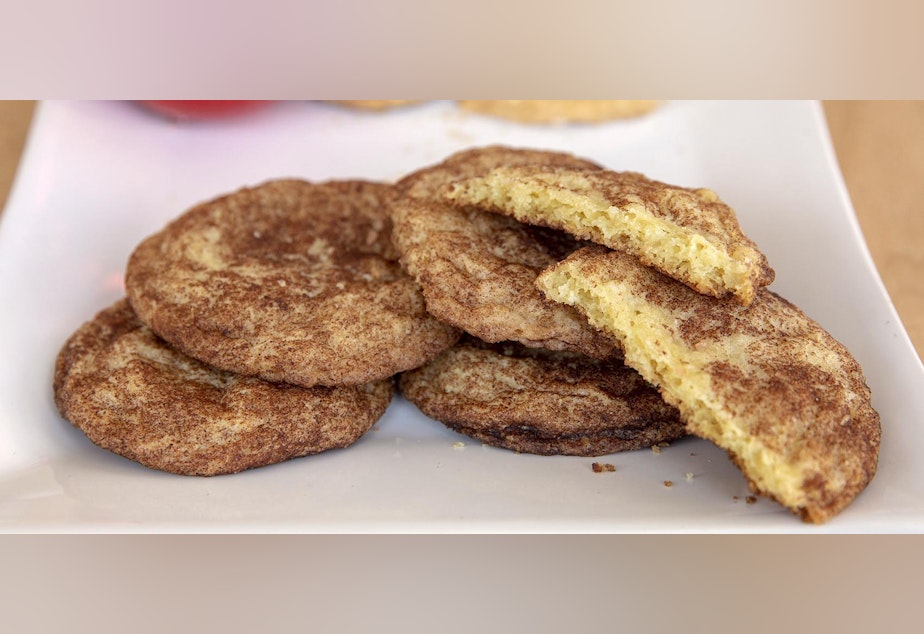 caption: Snickerdoodles, made using a family recipe from Here & Now executive producer Kathleen McKenna. (Robin Lubbock/WBUR)