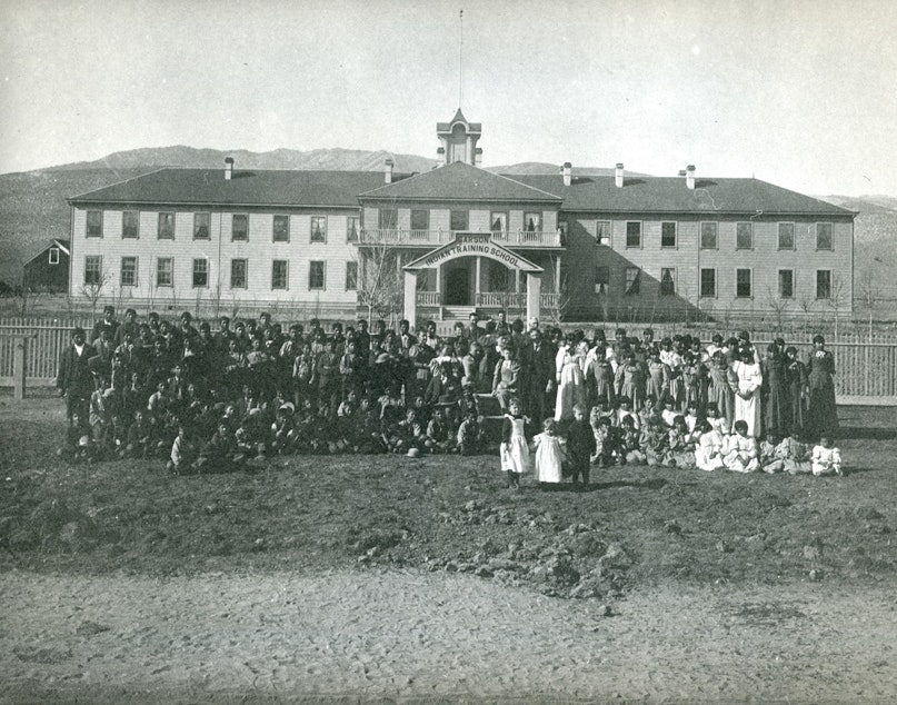 caption: An early picture of Stewart Indian School. The school is now a museum. (Courtesy of Stewart Indian School)